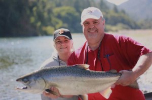Jeff has caught a salmon on the Klamath River