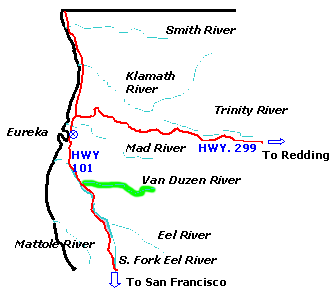 Van Duzen River Map